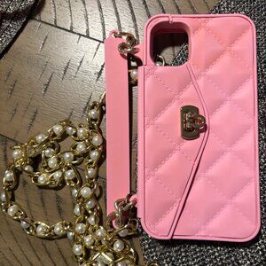 iPhone 11 Pink Silicone Case Purse+ Wallet